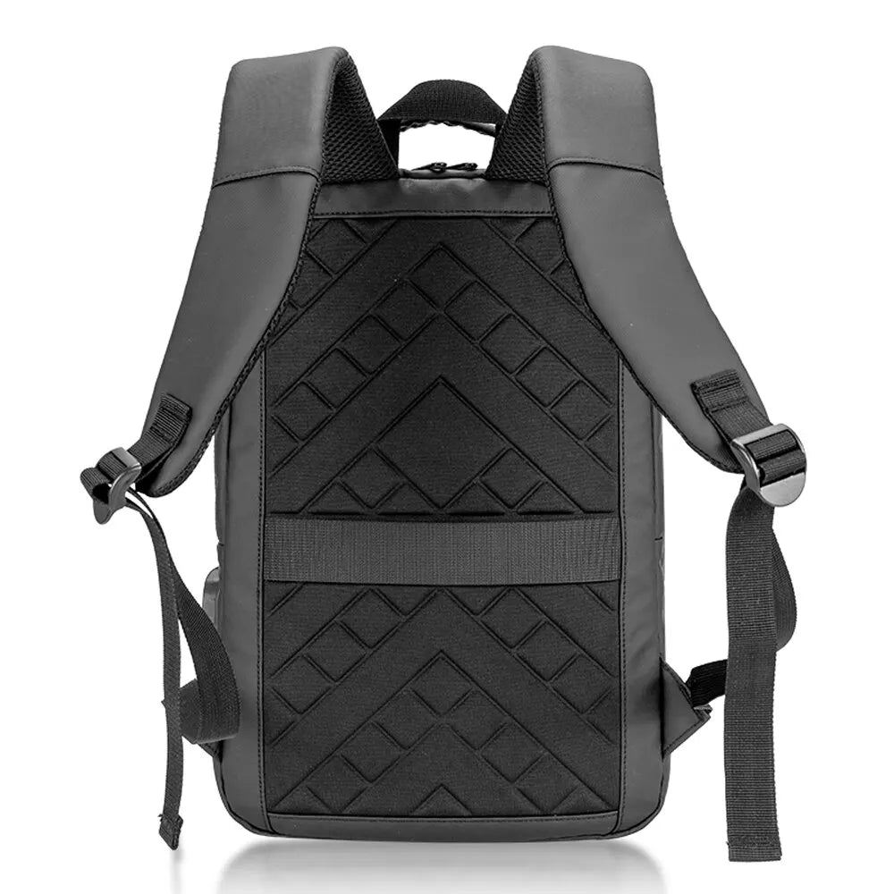 Quality PU Covered Black Gray High School bag  
16.5 Inch Travel Business USB Laptop Backpack