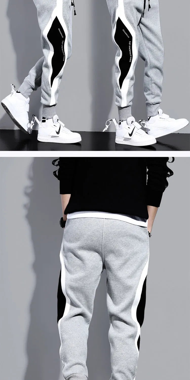 Autumn Men Wide Loose Casual Pants 
Male Elastic Rope Breathable Tie-foot Trousers