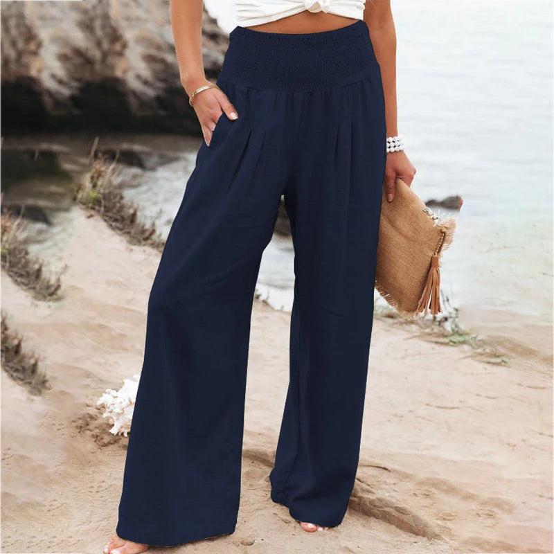 Women Cotton Linen Wide Leg Pants