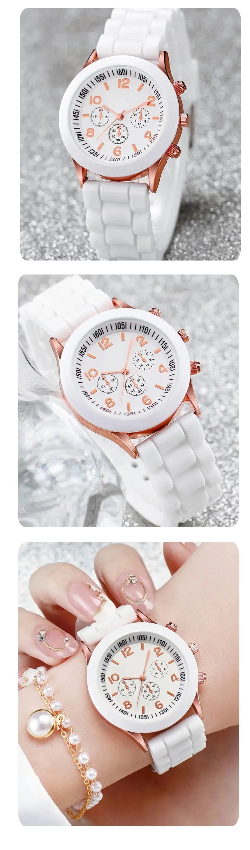 2Pcs Women Luxury Fashion Elegant Alloy Wristwatch
Silicone Strap Watch Quartz
No Box