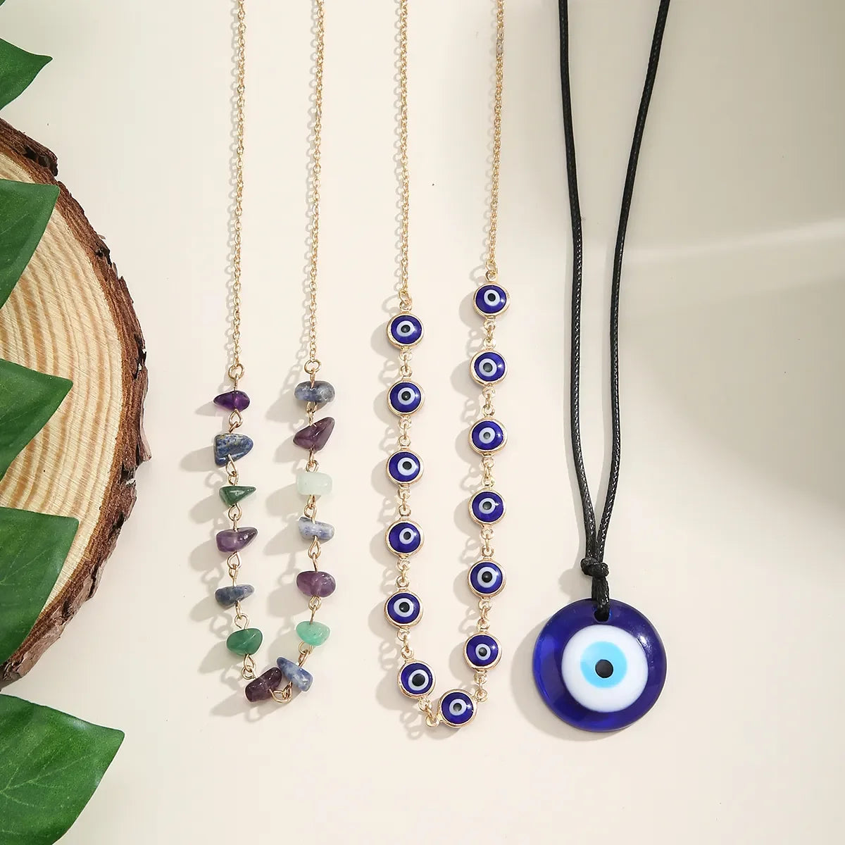 3 Pcs Boho Creative Blue Turkish Lucky Evil Eye Pendant Choker Necklace