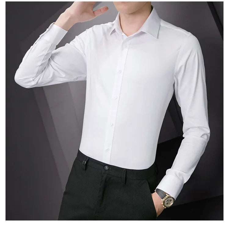 Men Solid Color Classic Business Shirt