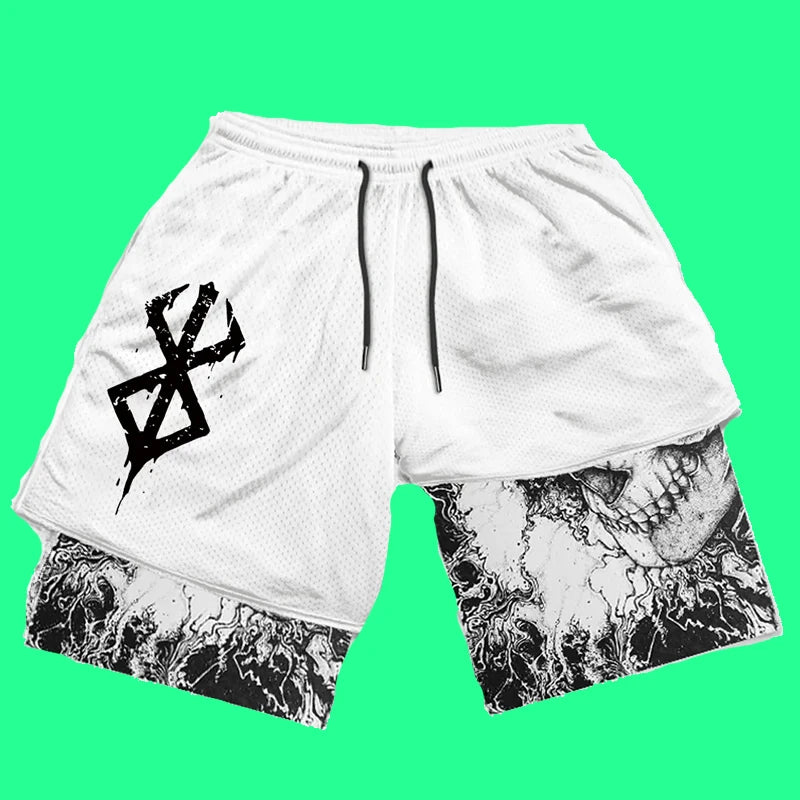 Summer Men Streetwear Anime High Waist Oversize Breathable Gym Short