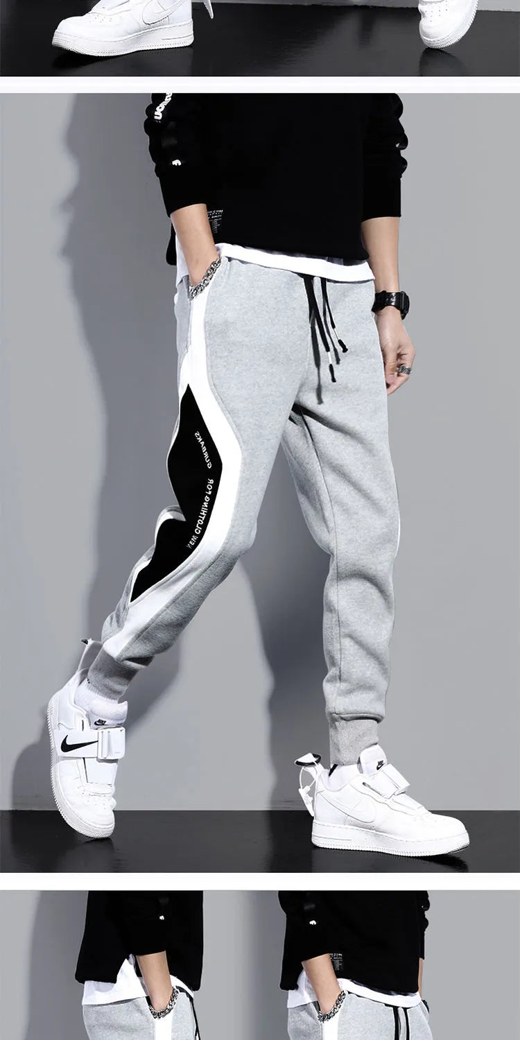 Autumn Men Wide Loose Casual Pants 
Male Elastic Rope Breathable Tie-foot Trousers