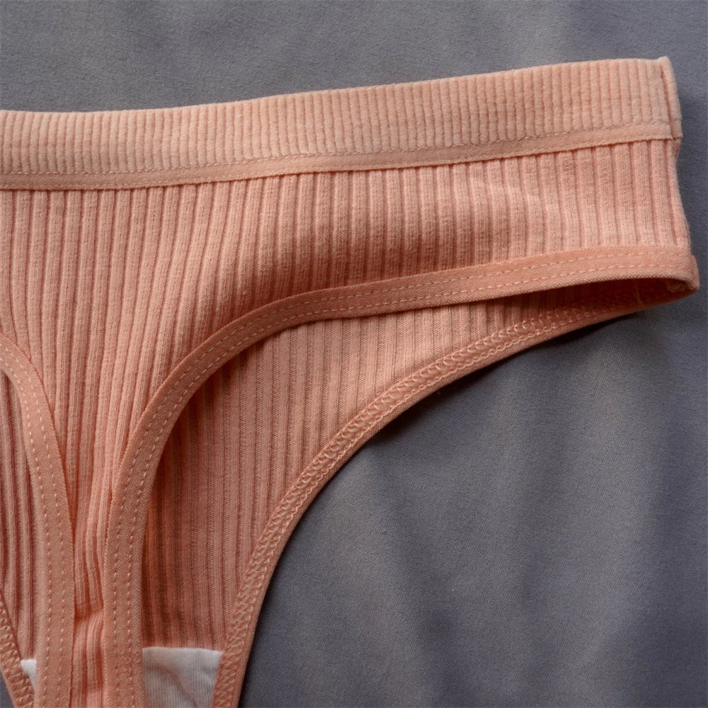 3 Pcs Seamless, Ribbed Cotton Underwear