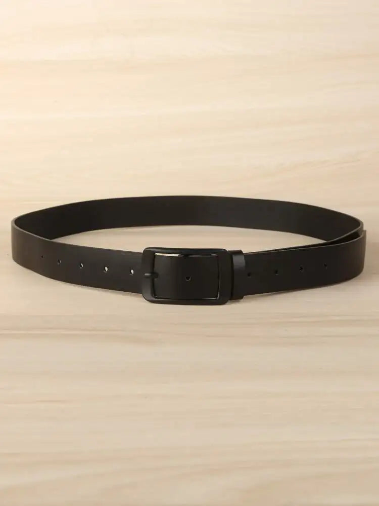 Classic Pu Leather Belt with Prong Buckle Dress Belt for Men