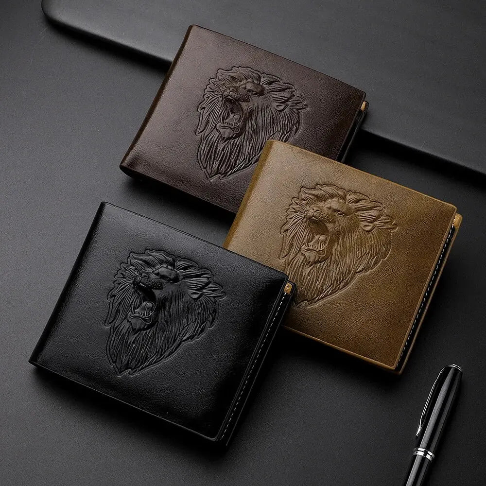 Wallet for Men's Personalized Three-Fold 3D Embossed
Multi-Card Credit Holder Zipper Coin Short Wallet for Men