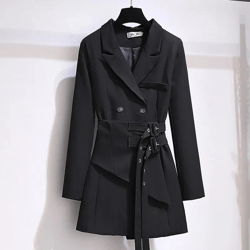 Autumn Women Belt Coats