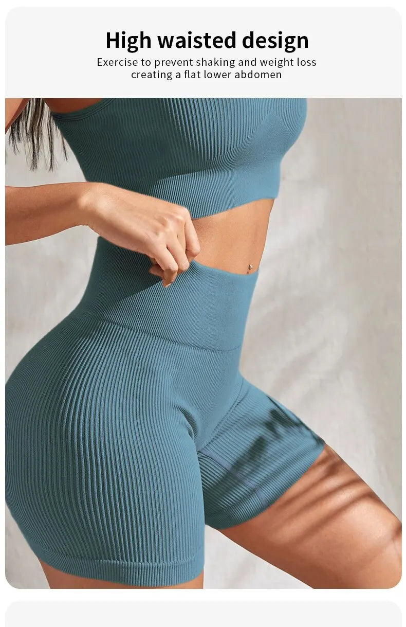 Seamless Ribbed Yoga Sets 
Workout Sets for Women in 2 Pieces