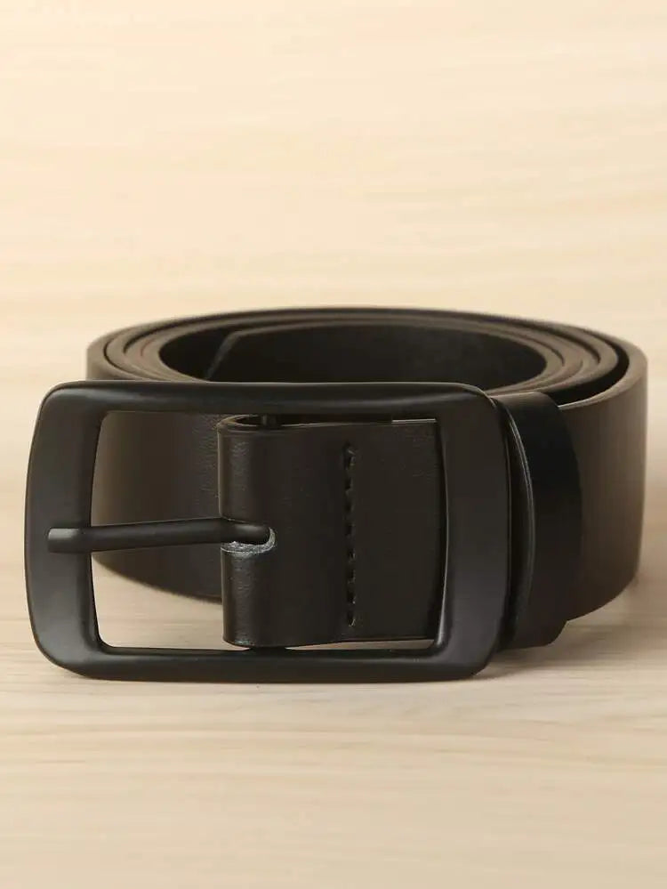 Classic Pu Leather Belt with Prong Buckle Dress Belt for Men