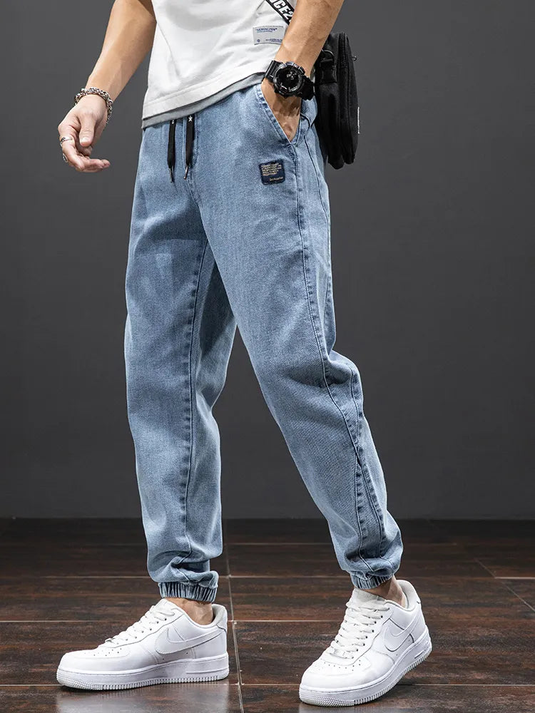 Spring & Summer Black Blue Cargo men Jeans
Streetwear Denim, Jogger Pants, Male Baggy Harem Jean