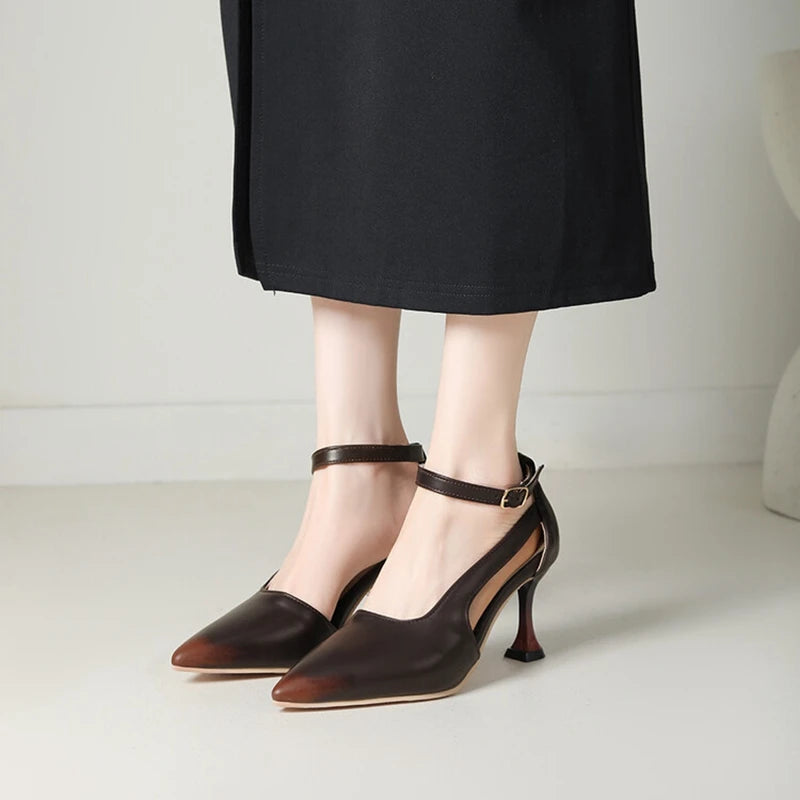 Women Pumps Toe, 7.5cm Small Thin Heel, Buckle