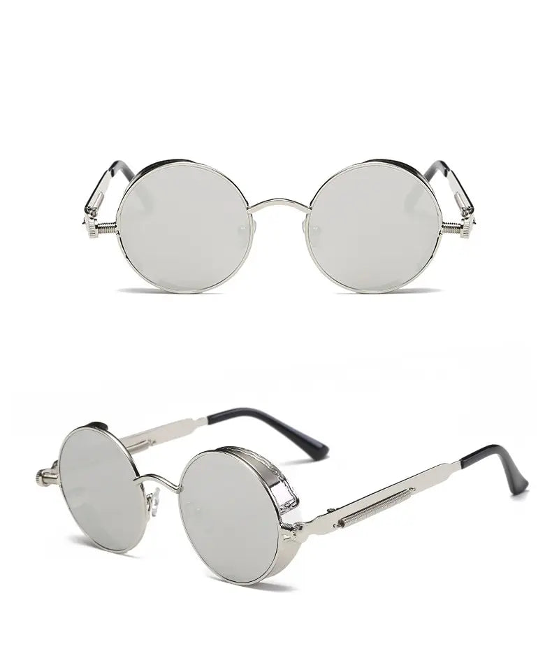 Metal Steam Punk Style Sun Glasses 
Steampunk Fashion Men Retro Round Sunglasses