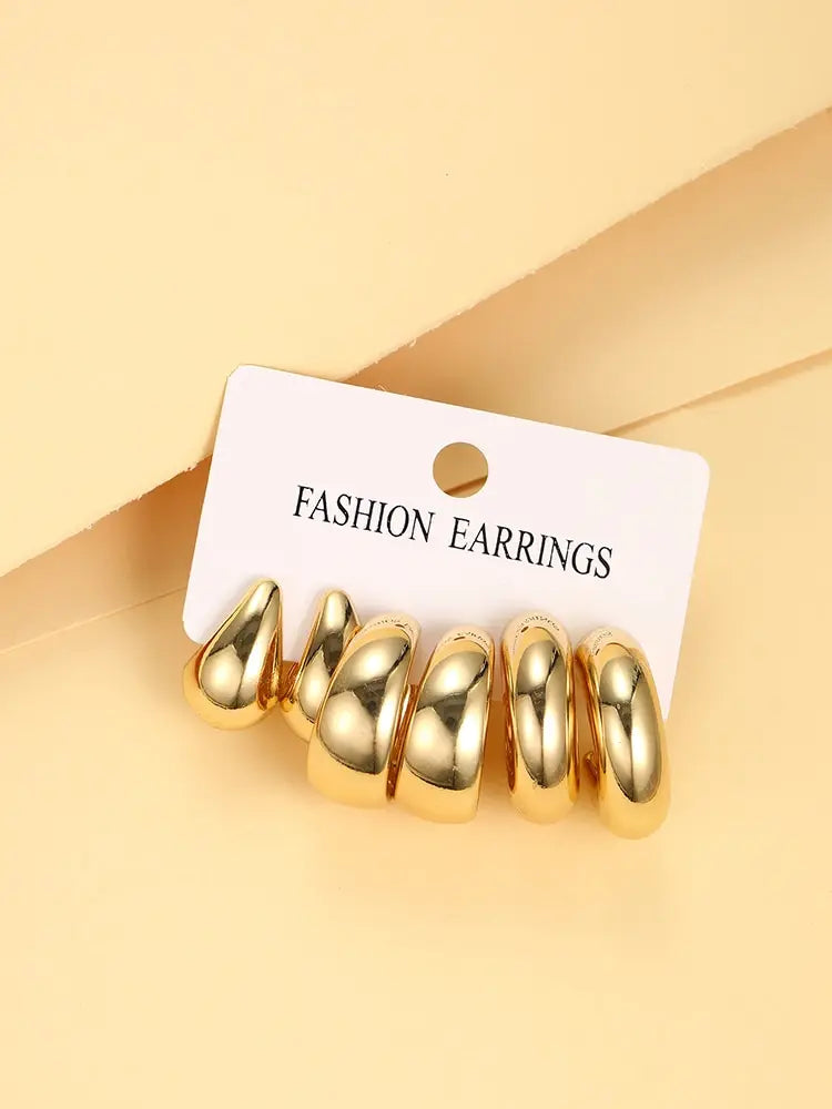 3 Pcs Set Trendy Classic Style Copper Earrings