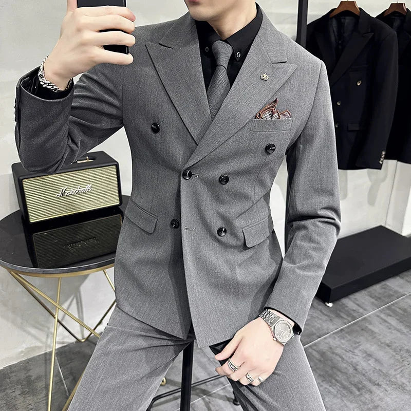 (Jacket+Vest+Pants) Lattice Formal Business Men Suit 3 Pcs Set 
Groom Wedding, Plaid Suit for Show Stage