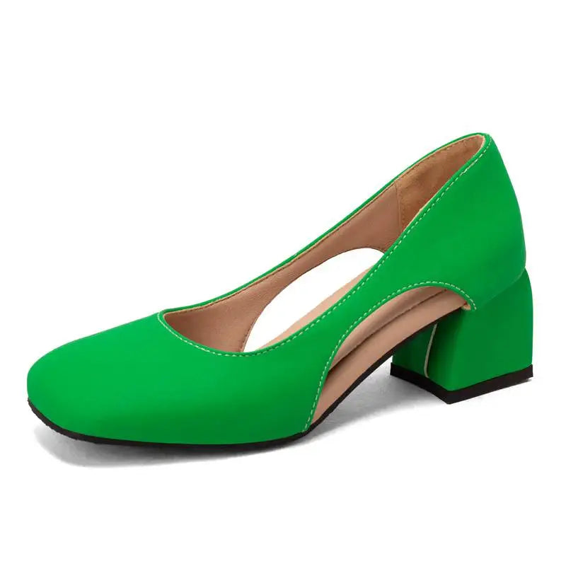 Pumps Square Toe Block Heel 5.5cm 
Slip On Solid Concise Female Shoes