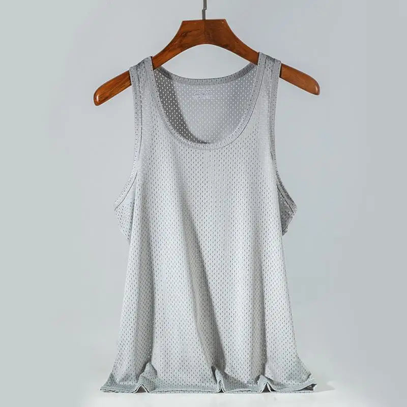 New Men Mesh Vest Ice Silk, Quick-drying Bodybuilding Tank tops 
Fitness Muscle Sleeveless 
Narrow Vest Fitness Casual Sport Tops