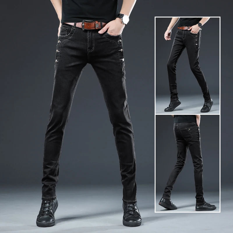 Slim Button Black Skinny Jeans