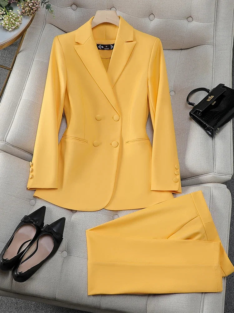 Fashion Office Ladies Formal Pant Suit Set 
Women Business Work Wear, 2 Piece Blazer Jacket & Trouser