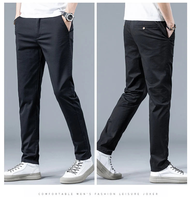 Men Thin Cotton Straight Casual Pants