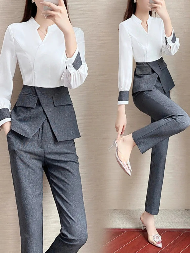 2-piece Set Women's Fashion, Professional Elegant Business Casual Single Breasted Blazer