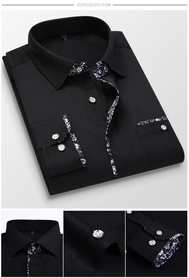 Lapel Men's Printed Dress Shirt