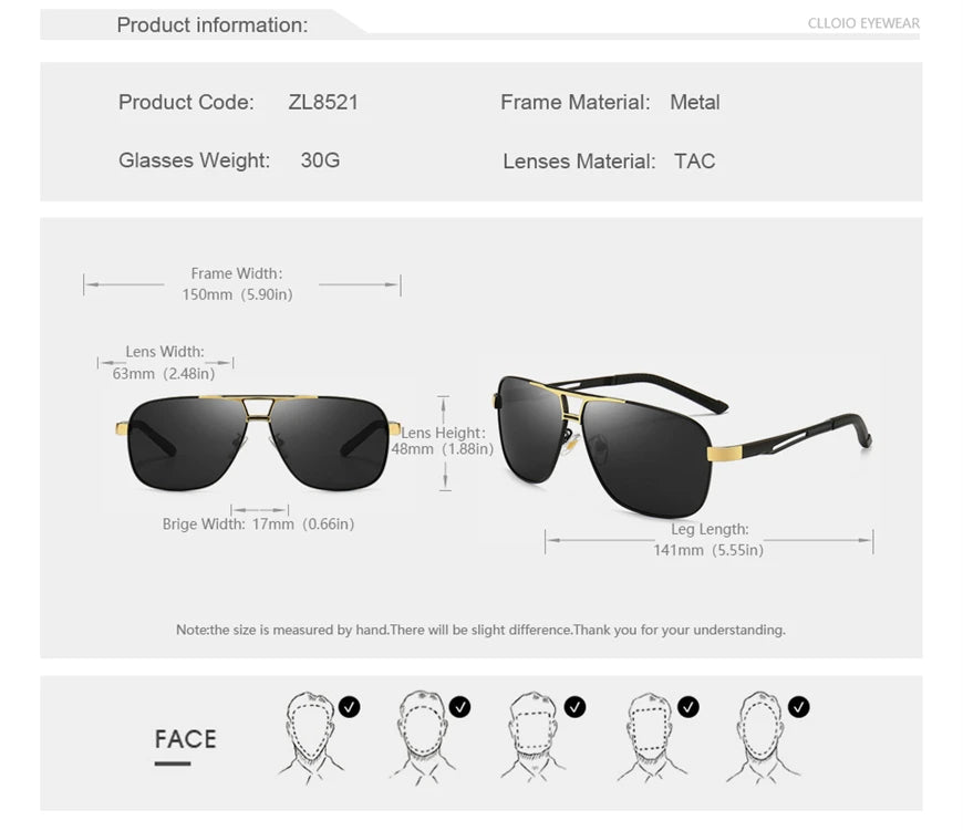 Square Photochromic Polarized Sunglasses for Men 
can Change Color of Sun Glasses, Chameleon Anti-glare