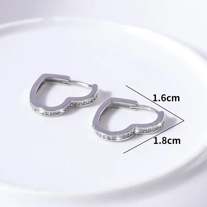 Small Heart Hoop Earrings
Luxury Micro Paved CZ Crystal Earrings