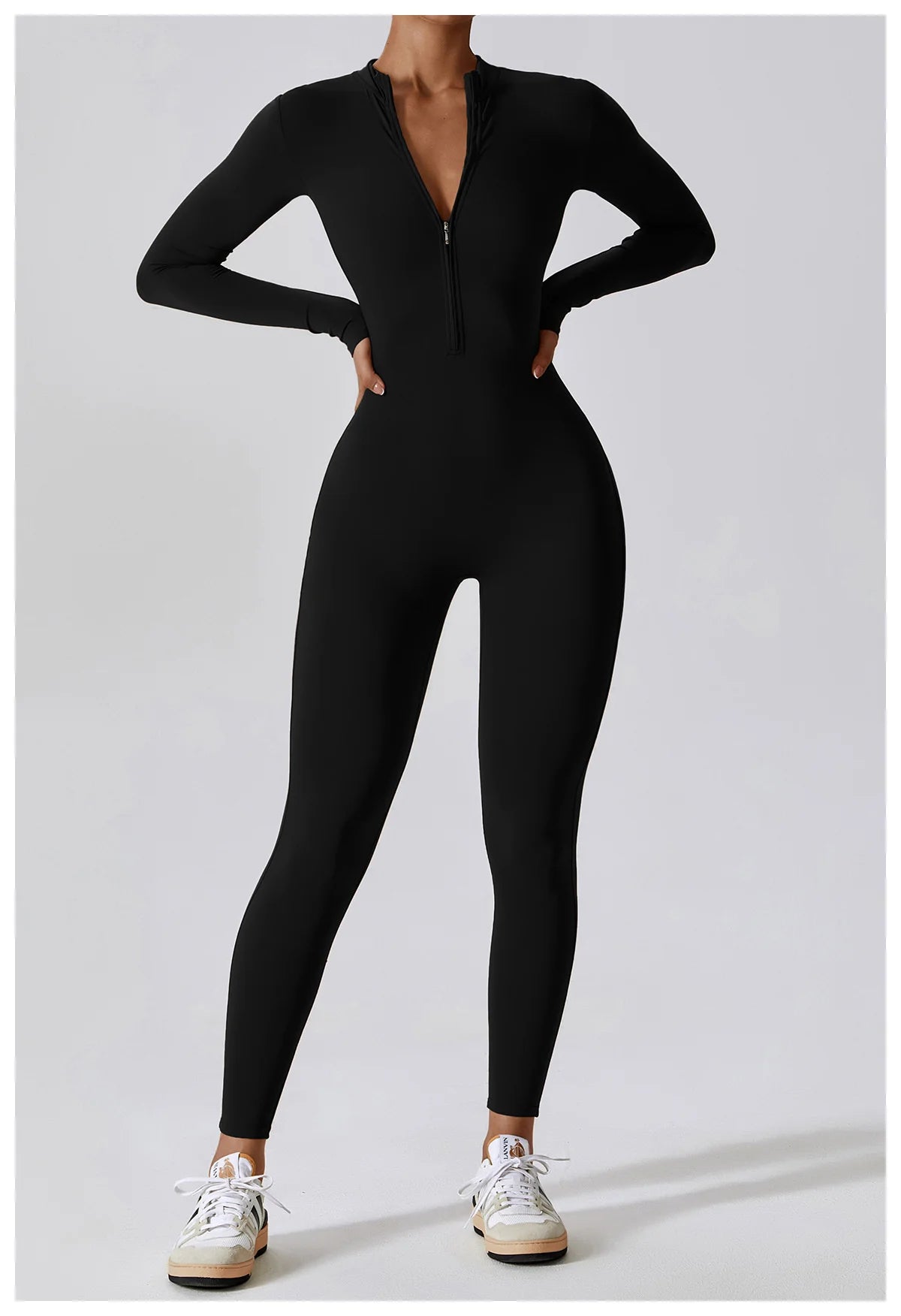 Women Yoga Jumpsuit Workout, Zip Long Sleeve Workout Suit Set 
Fitness Romper One-piece for Gym, Sports, Activity