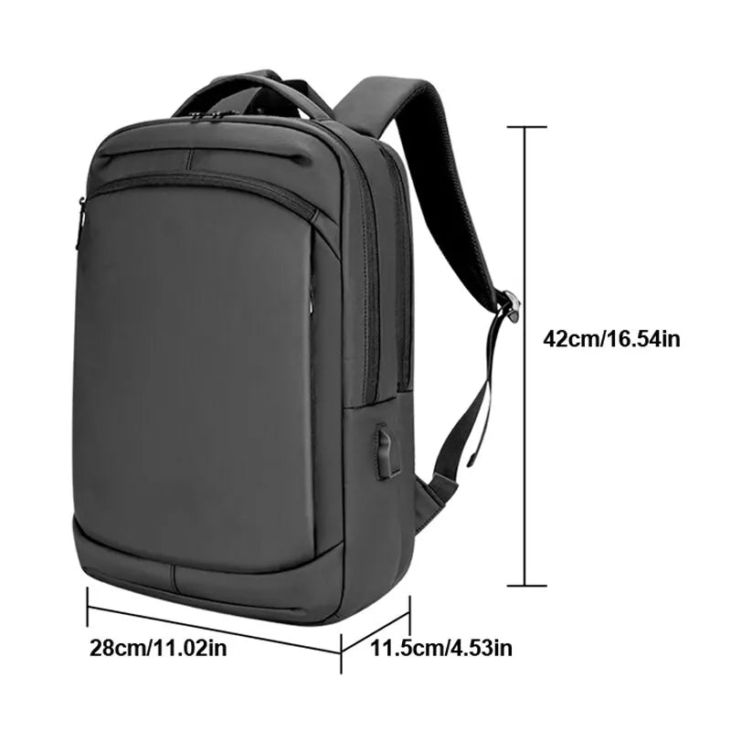 Quality PU Covered Black Gray High School bag  
16.5 Inch Travel Business USB Laptop Backpack