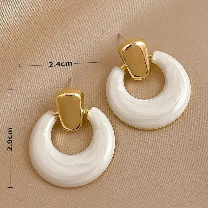 Epoxy Geometric Earring 
Stud Gold Plating Bright Color Spray Earrings