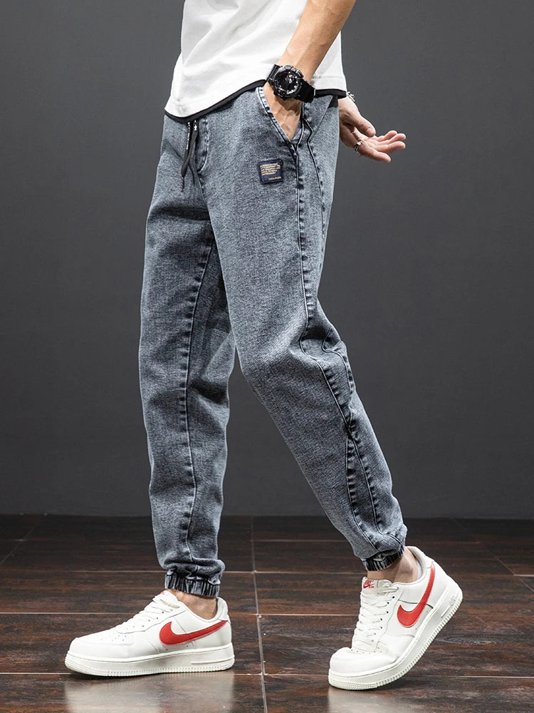 Spring & Summer Black Blue Cargo men Jeans
Streetwear Denim, Jogger Pants, Male Baggy Harem Jean