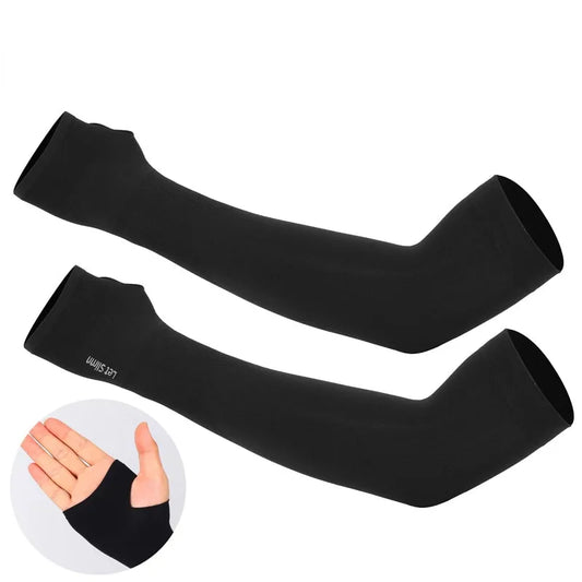 1 Pair Summer Finger Sleeve Ice Cool Wearing 
High Elastic Elbow, Spring Outdoor Riding Fingerless Silk Sleeve