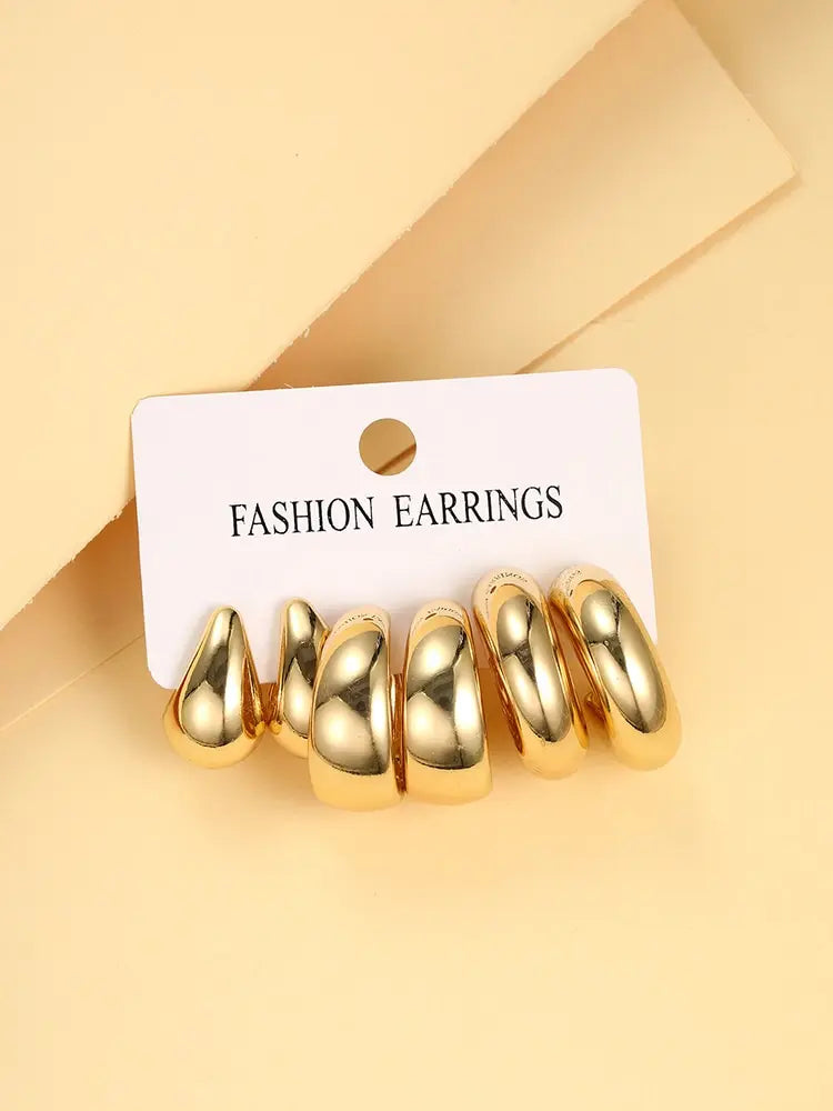 3 Pcs Set Trendy Classic Style Copper Earrings