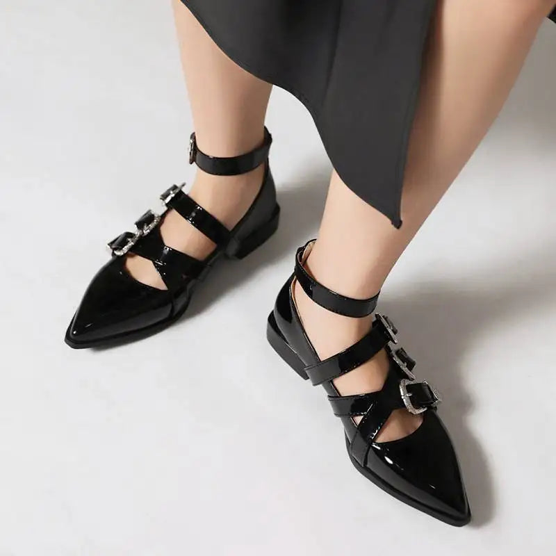 Women Shoes with Pointed Toe & Buckle Straps