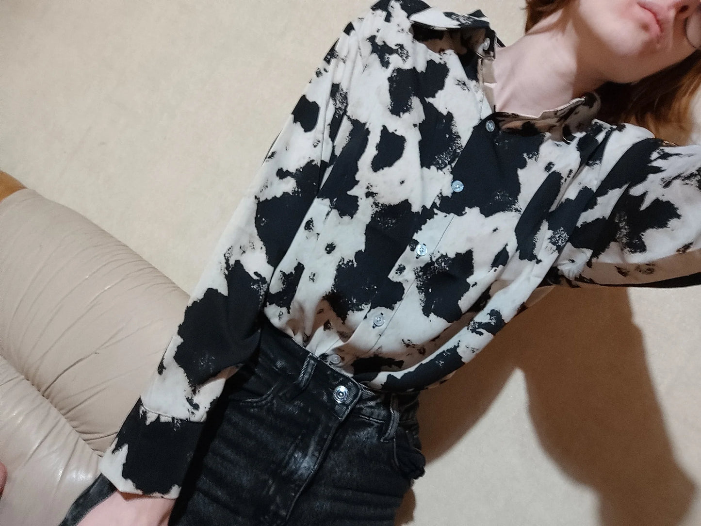 Cow Print Button Up Shirts