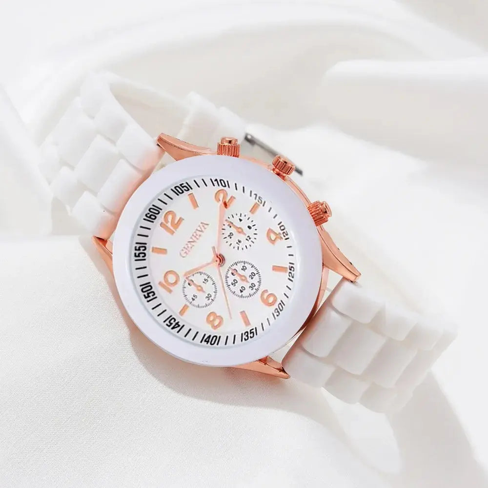 2Pcs Women Luxury Fashion Elegant Alloy Wristwatch
Silicone Strap Watch Quartz
No Box