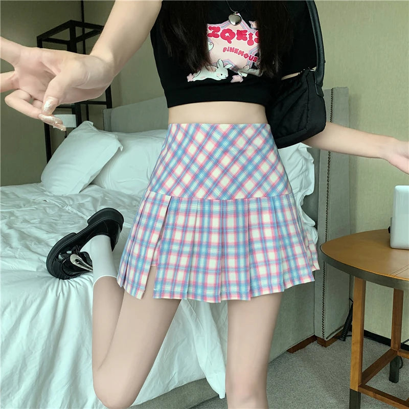 Preppy Style Pleated Mini Skirt