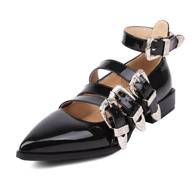 Women Shoes with Pointed Toe & Buckle Straps