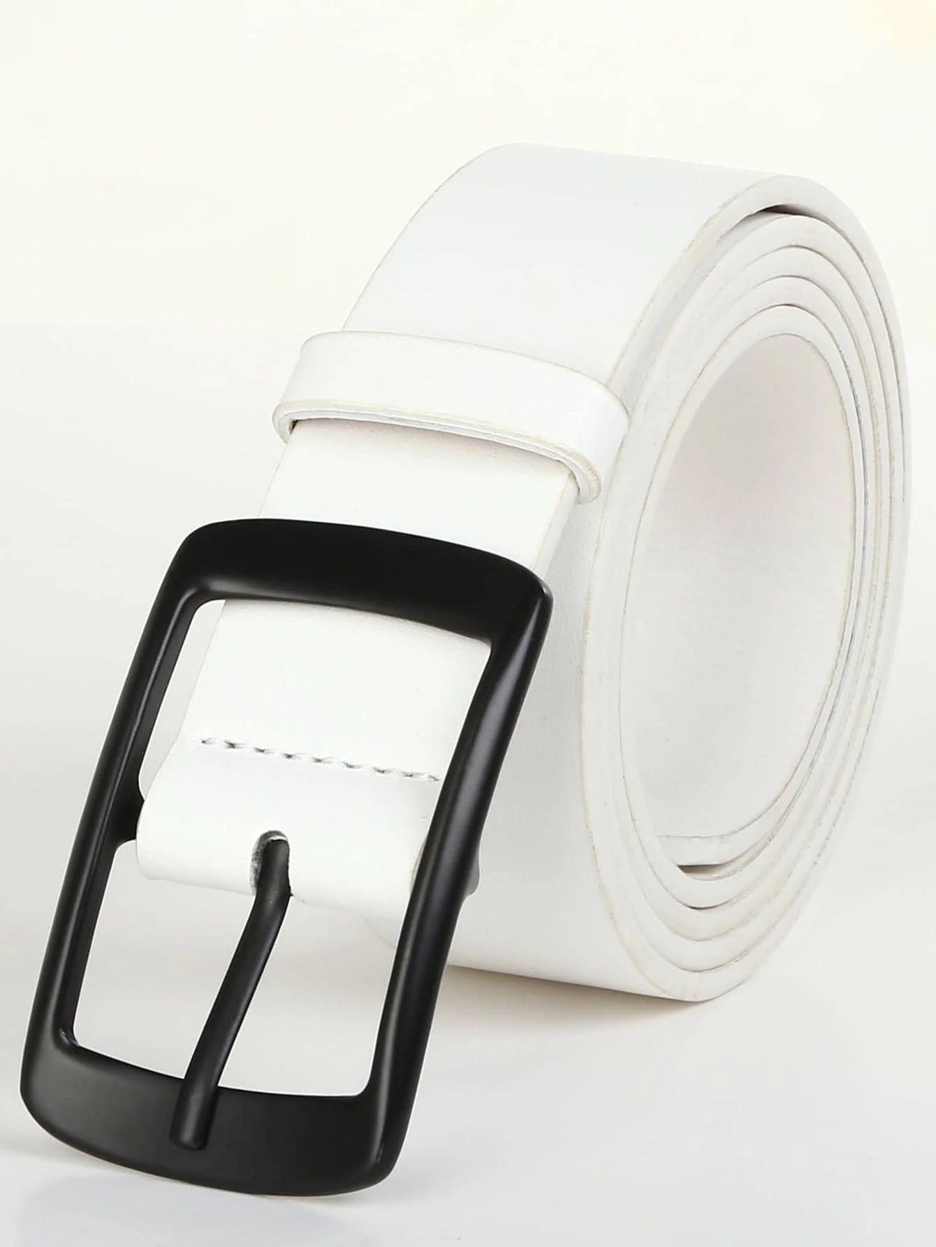 Classic Pu Leather Belt with Prong Buckle Dress Belt for Men