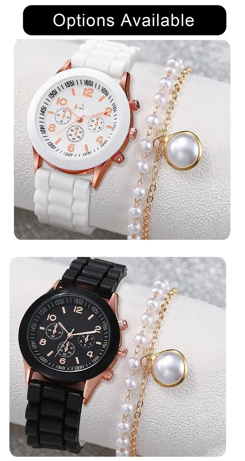 2Pcs Women Luxury Fashion Elegant Alloy Wristwatch
Silicone Strap Watch Quartz
No Box