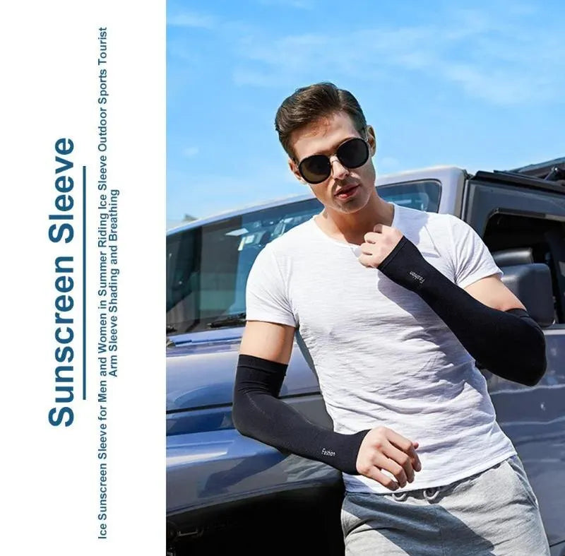 1 Pair Summer Finger Sleeve Ice Cool Wearing 
High Elastic Elbow, Spring Outdoor Riding Fingerless Silk Sleeve