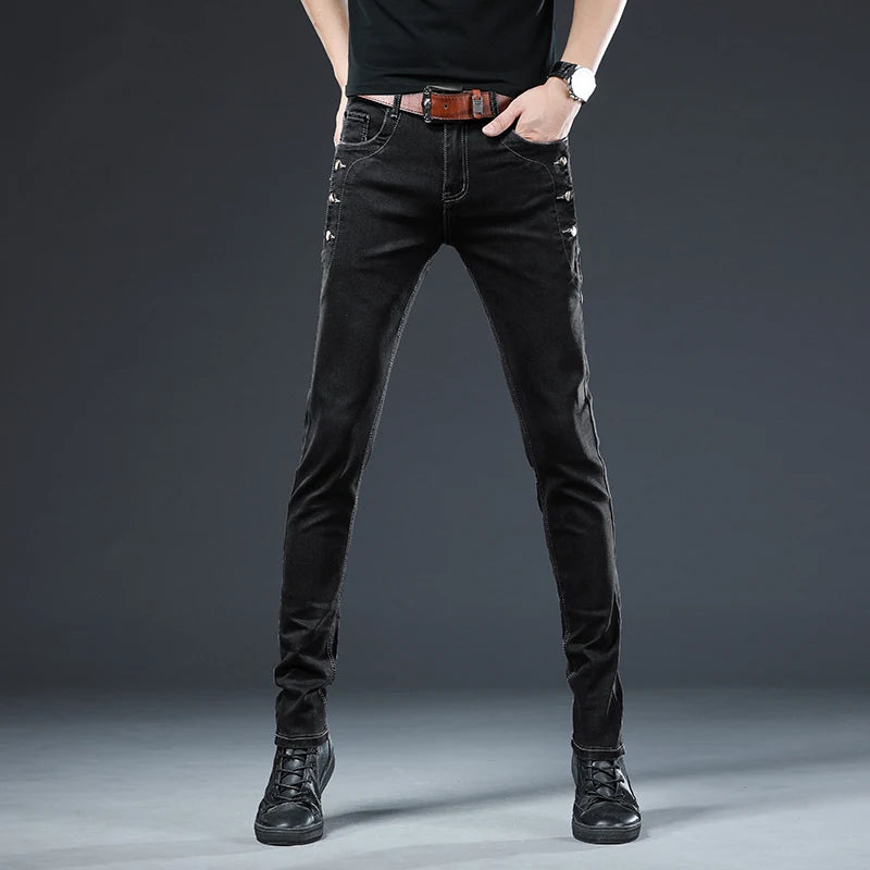 Slim Button Black Skinny Jeans