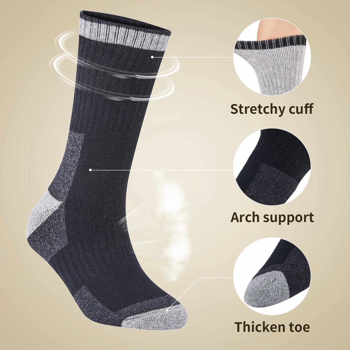 5 Pairs Wool Socks for Men 
Winter Thick Thermal Casual Wool Socks