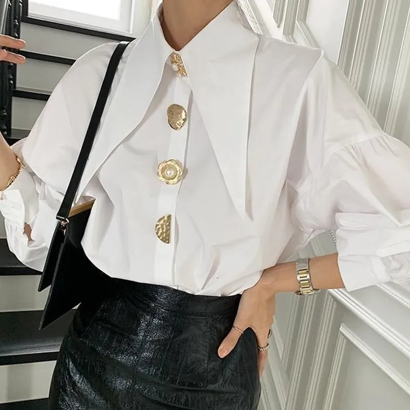 Sharp Corner Lapel Lady Blouses