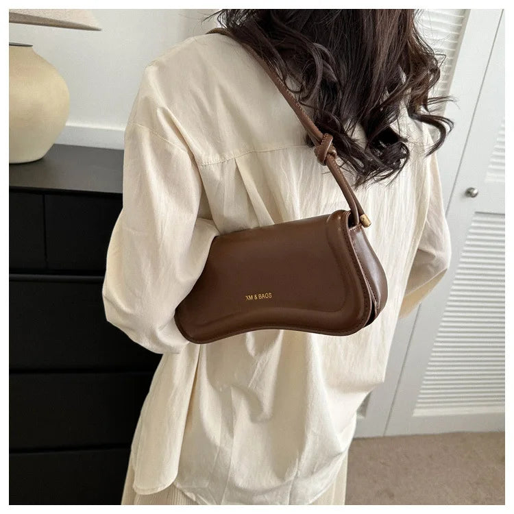 Ladies Shoulder Crossbody Bags 
PU Leather Women Underarm Bags, Solid Color, Small Top-handle