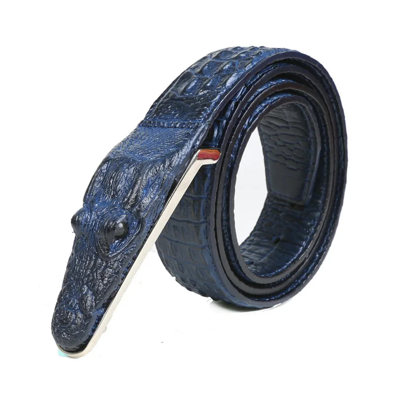 Luxury Leather Designer Men Belt, Crocodile Skin 
Belt Genuine Leather Alligator Strap of Crocodile Head Belt