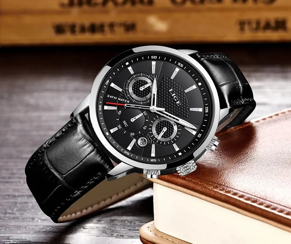 Men Luxury Casual Leather Quartz Men Watch 
Man Business Clock, Waterproof with Date Chronograph