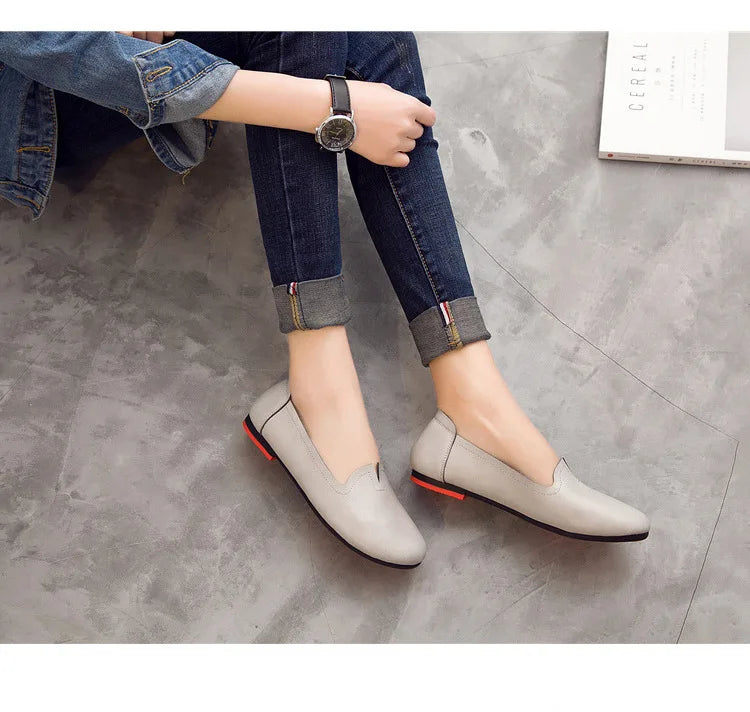 Women shoes for spring withs genuine leather 
casual sweet women flat shoes