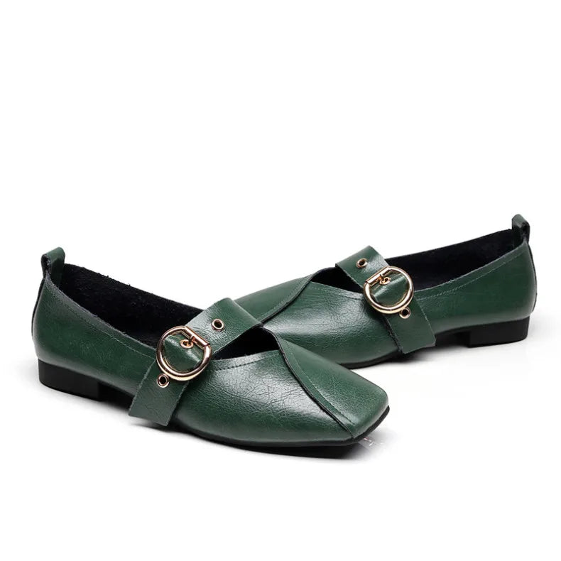 Ladies Spring Shoes, Genuine Leather 
Mother Flat Shoes, Casual & Comfortable Women Shoes